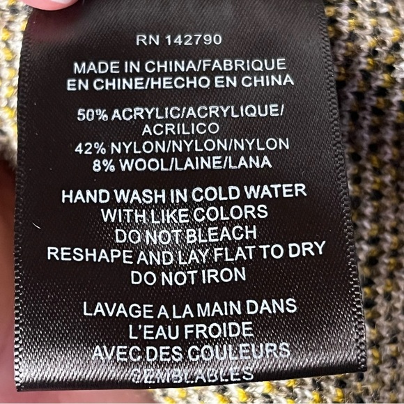 Vertigo | Black Gold Wool Blend Longline Open Cardigan Duster Sweater, Large - Picture 8 of 8